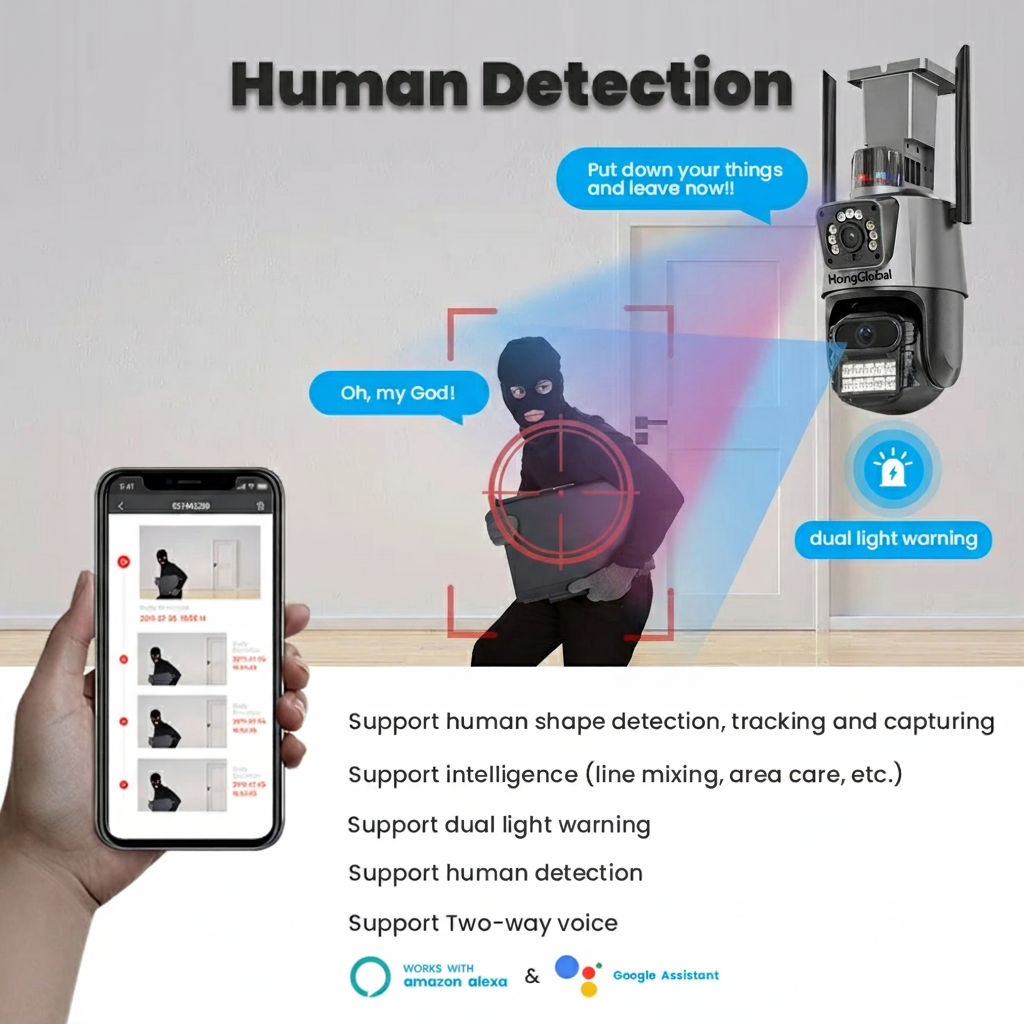 4K Outdoor Security Camera PTZ - WiFi Alexa Compatible