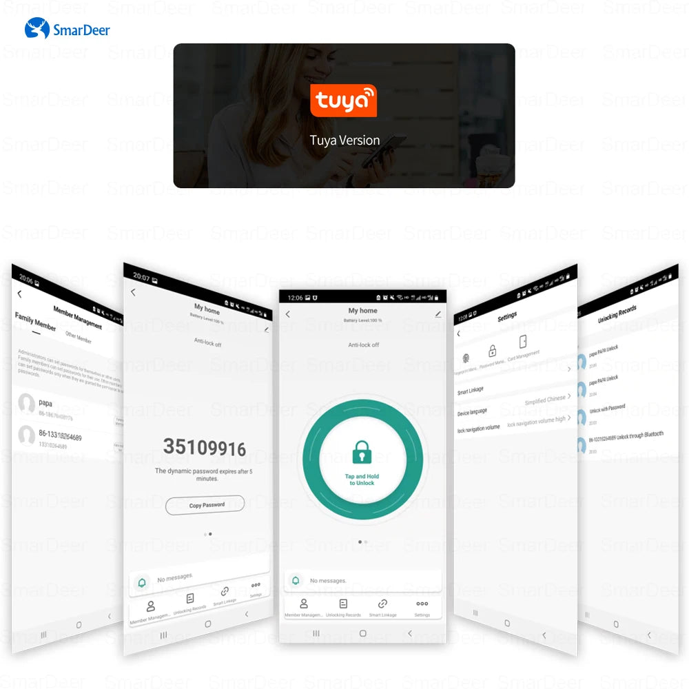 Smart Fingerprint Lock - WiFi Keyless Entry 5-in-1
