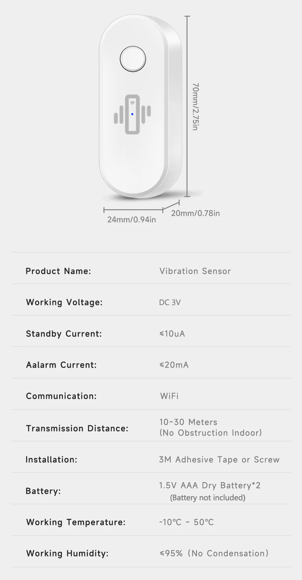 Smart WiFi Vibration Sensor - Real-Time Alerts