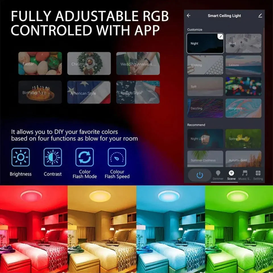 Smart RGB Ceiling Light - WiFi Alexa Compatible