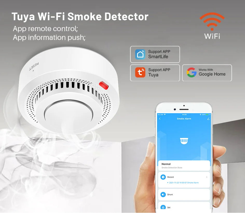 Smart WiFi Smoke Detector - Alexa Compatible